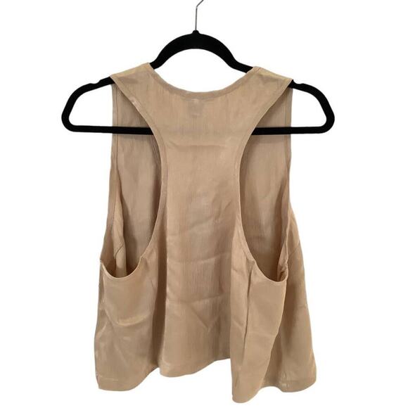Bobi Beige Women Cropped Woven Satin Tank Size Large - Picture 7 of 13